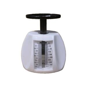 Compact Kitchen Diet Food Scale White Plastic With Black Platform - Manual Tare